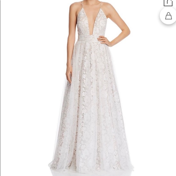 Aidan Maddox white embroidered mesh gown wedding - Picture 2 of 4